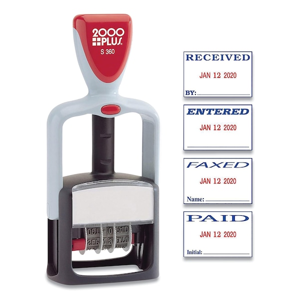 Cosco 2000Plus Model S 360 Self-Inking Two-Color Message Dater, 5 Years, Blue/Red Ink 032519